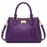 Velvet Purple Ladies Handbag With Gold Lock